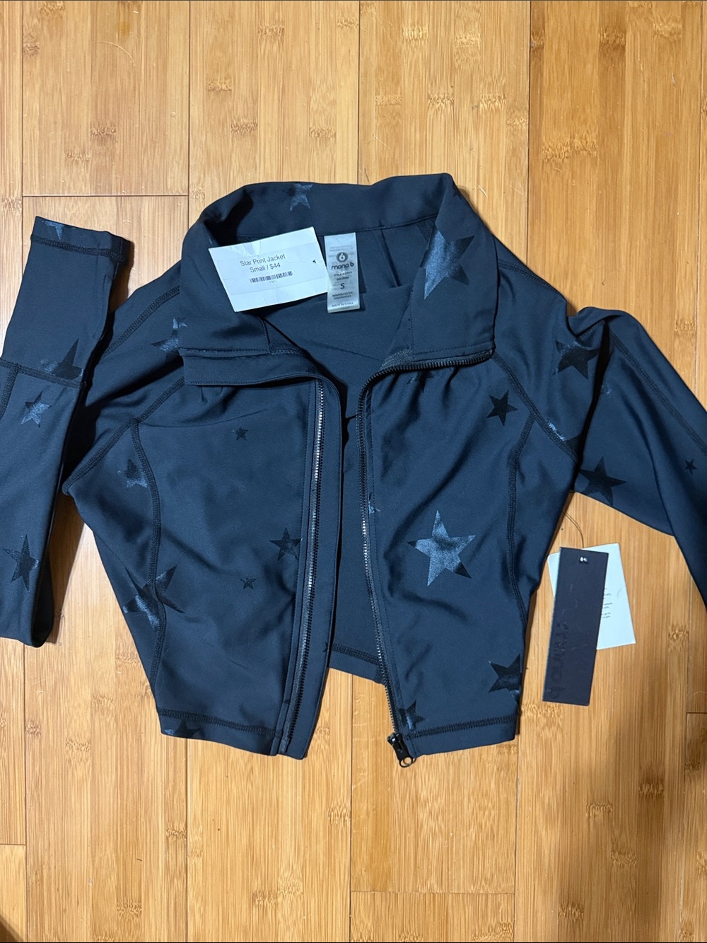 Mono B Black Star-Print Cropped Jacket